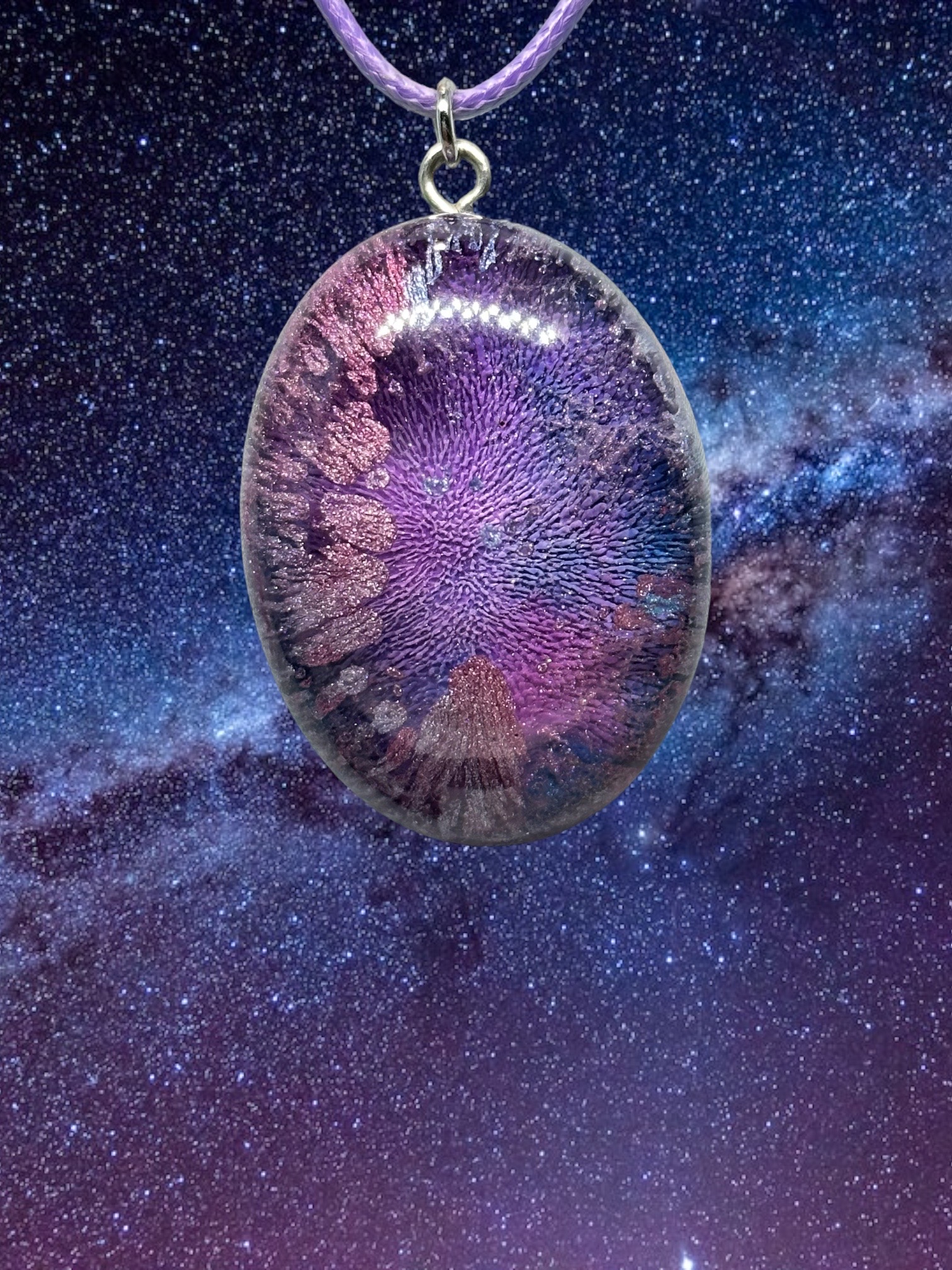 Resin Alcohol Ink Necklace, Galaxy