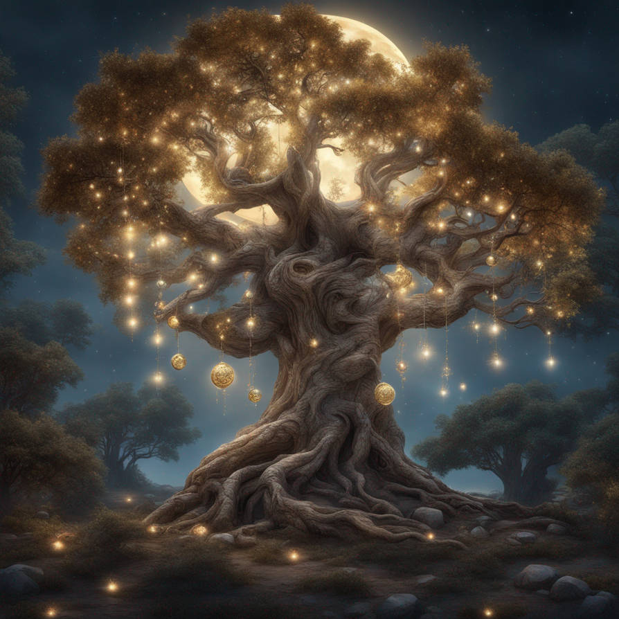 Magic Tree Folklore An Ancient Magical Tree, Adorned With Magical Ligh by morganahopi on ...