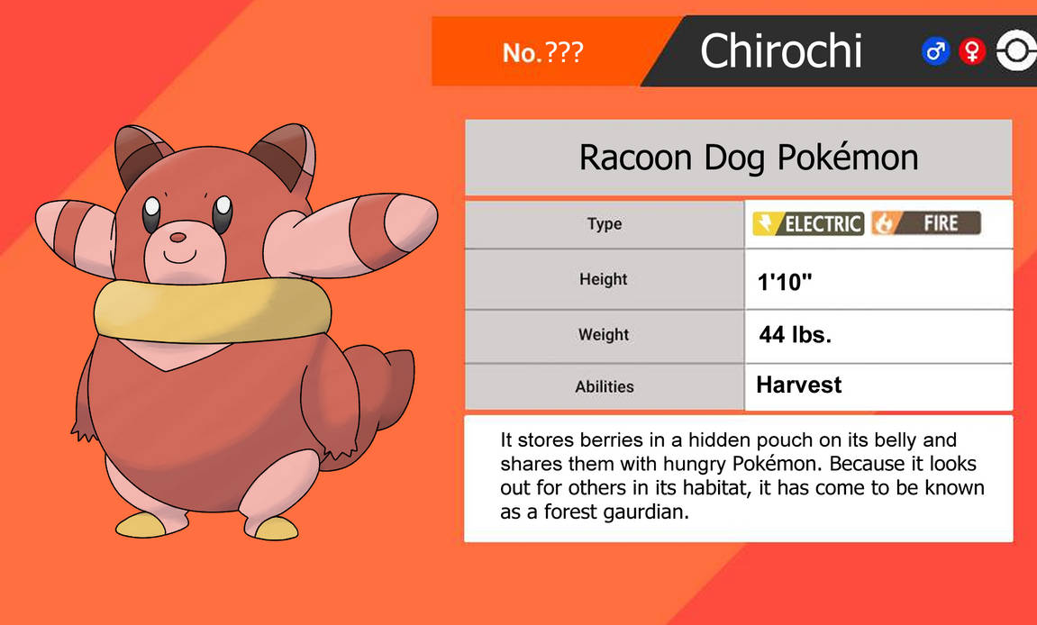 Chirochi, the Racoon Dog Pokemon by Whamcaked on DeviantArt