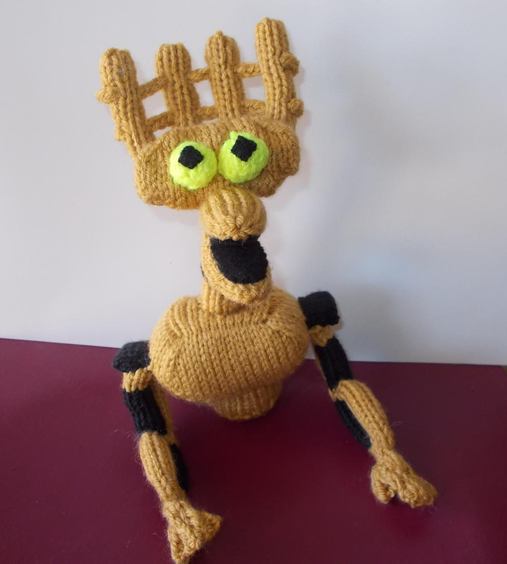 Knitted Crow T. Robot Stuffed Doll