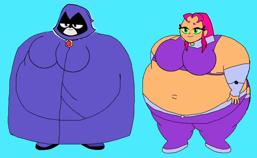 Starfire Over Inflation Fat Starfire And Raven 2 by TheGothEngine on DeviantArt