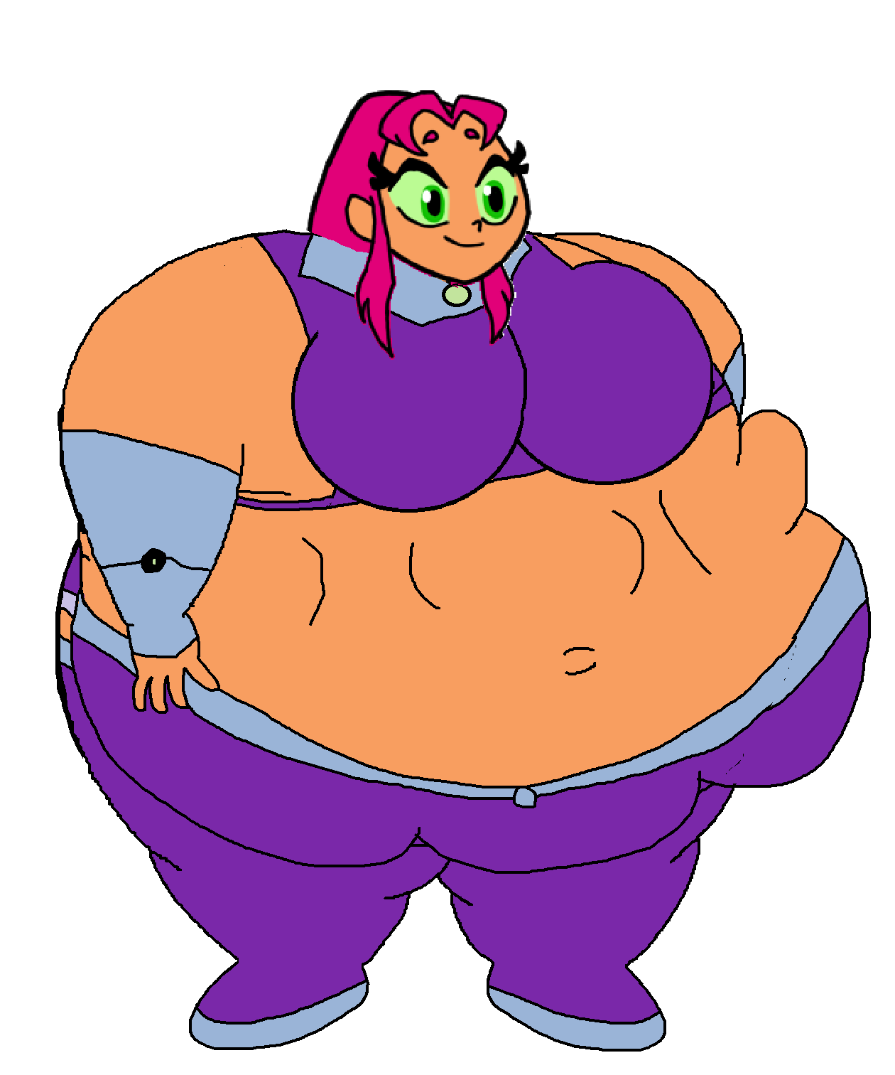 Starfire Over Inflation fat starfire 9 STOMACHS by TheGothEngine on DeviantArt