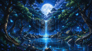Moonlit Cascade