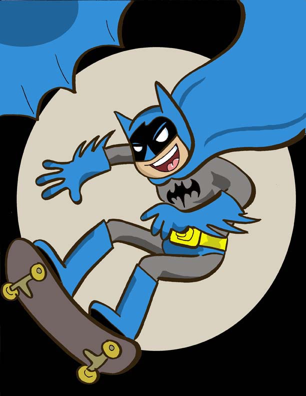 Batman on a skateboard