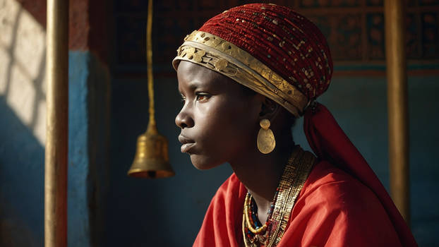 A quiet masai girl in a dress of red silks 1