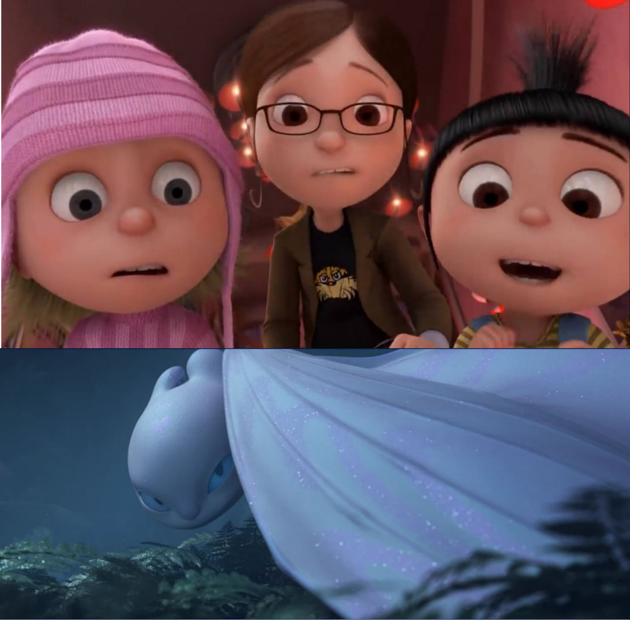 Margo, Edith and Agnes meet the Light Fury by Slade824 on DeviantArt