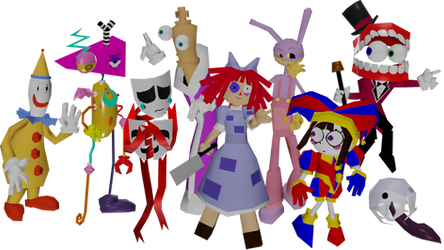 The Amazing Digital Circus gang, N64-ish style