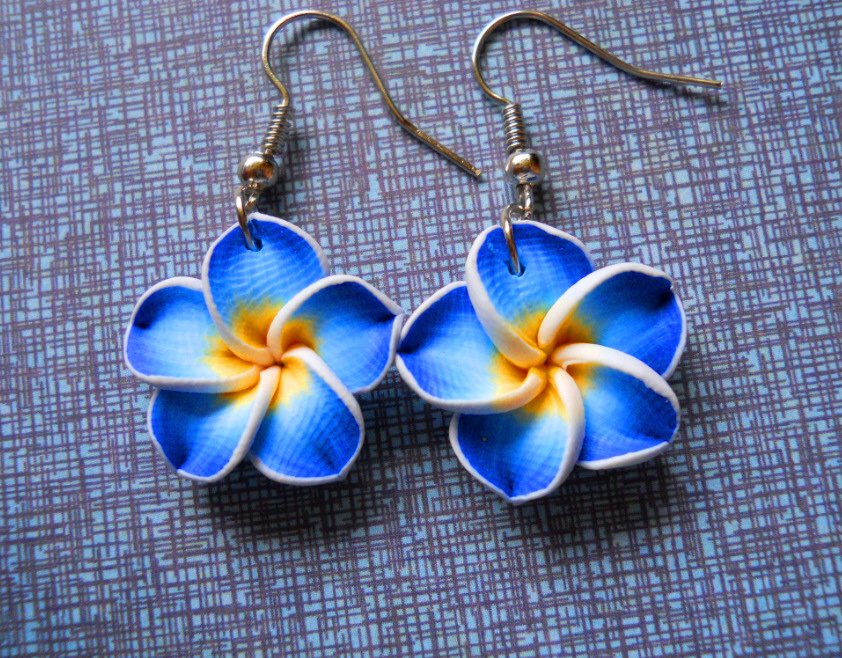 Blue Hibiscus Earrings