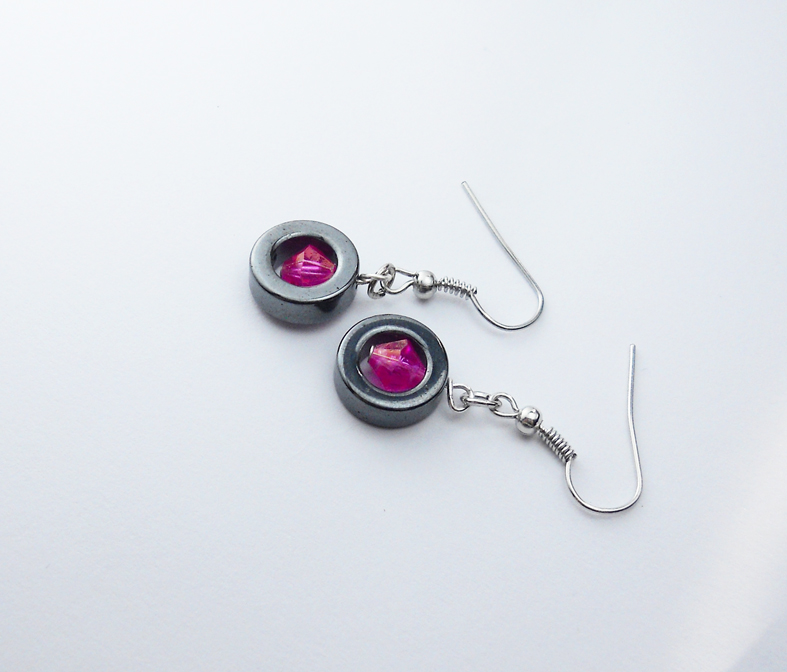 Hot Pink Tungsten Earrings