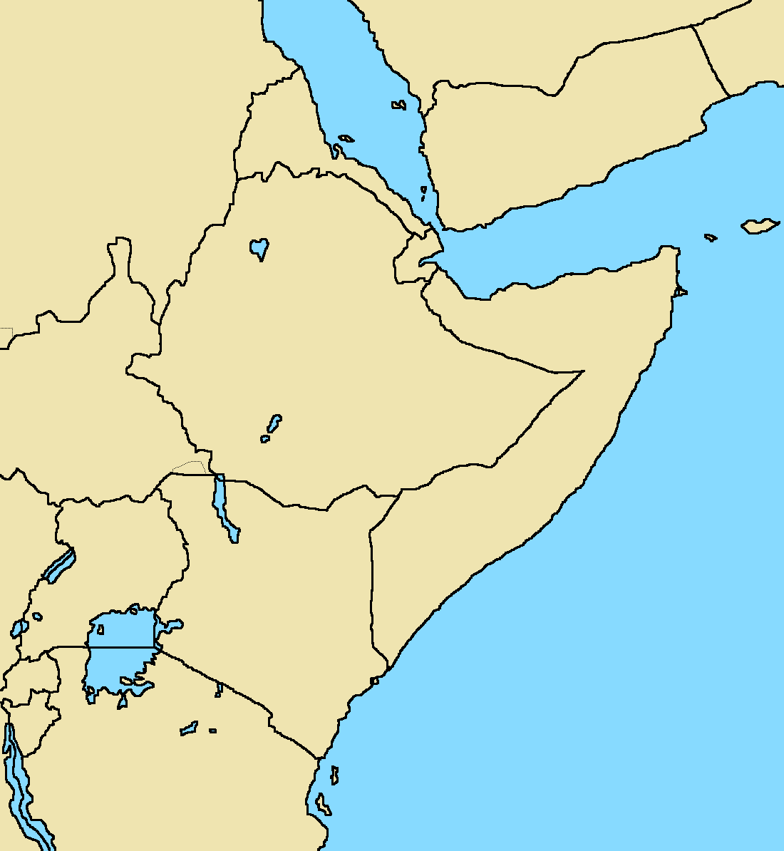 Blank map of African horn with modern borders by ...