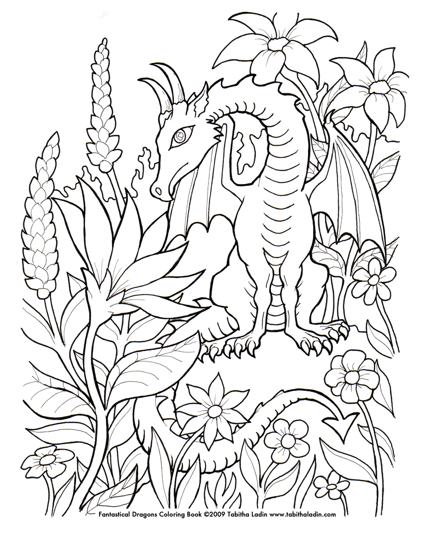 Flower Dragon Coloring Page