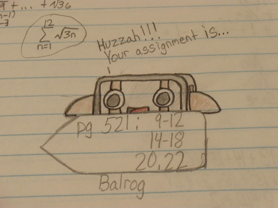 Huzzah Balrog in Algebra II