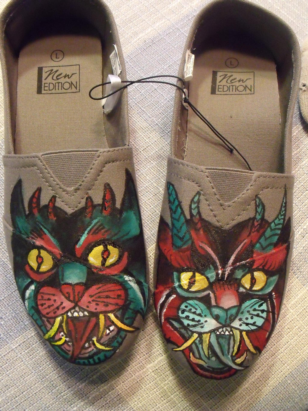 Demon Cats Painted Shoes