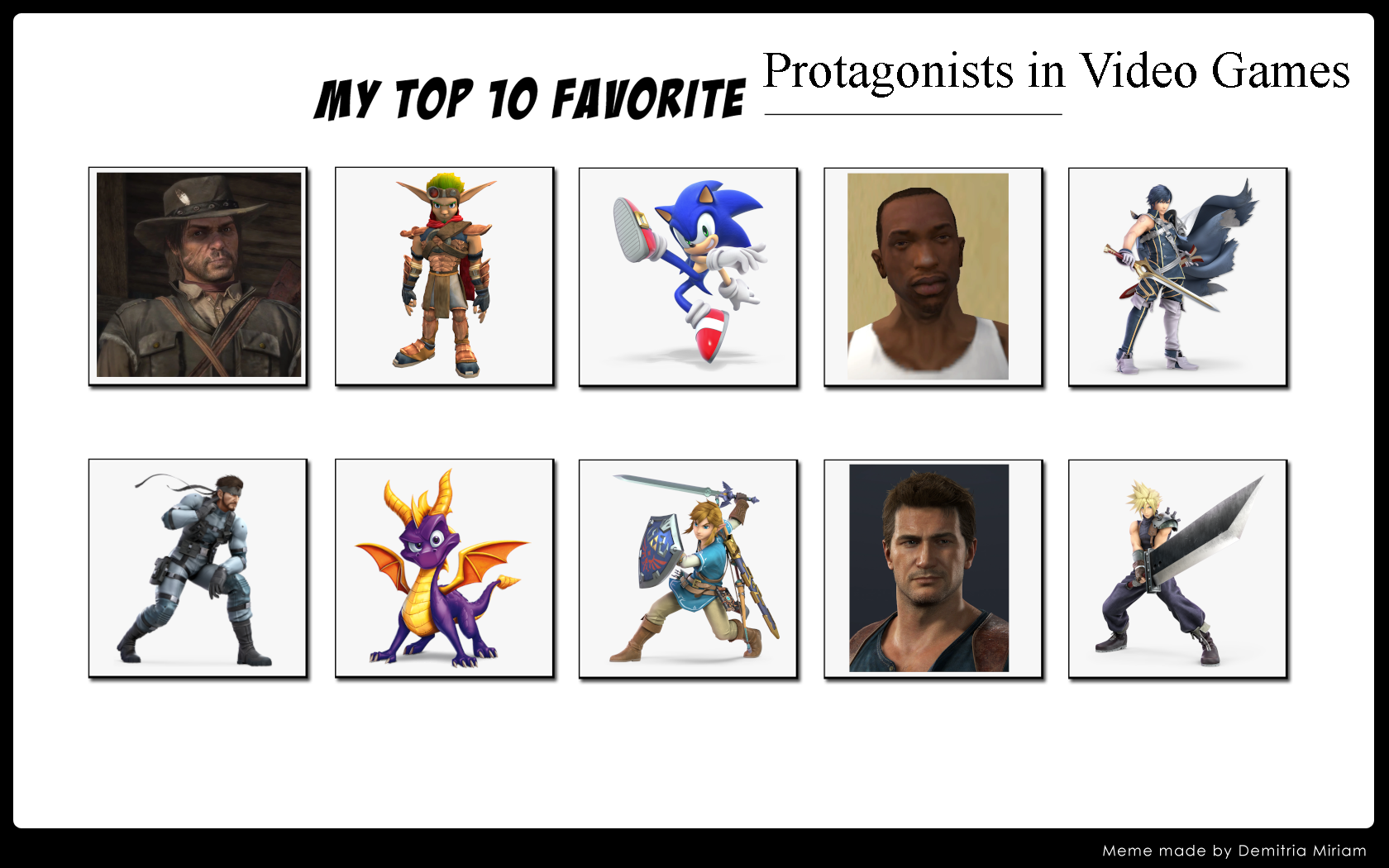 Game Protagonists Top 10 Protagonists in Video Games by ForestTheGamer on DeviantArt