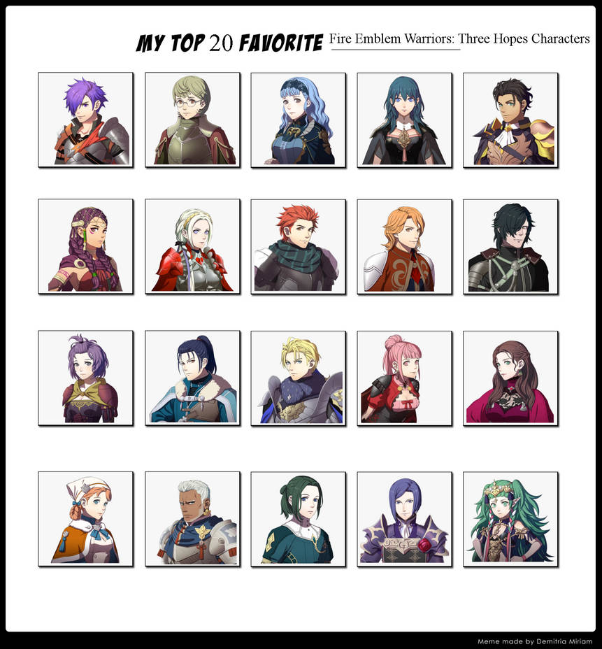 Three Hopes Top 20 Fire Emblem Warriors Three Hopes Characters by ForestTheGamer on ...