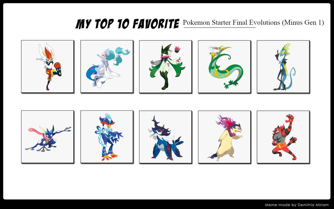 Top 10 Pokemon Starter Final Evolutions Minus Gen1 By ForestTheGamer On top-10-pokemon-starter-final-evolutions-minus-gen1-by-forestthegamer-on