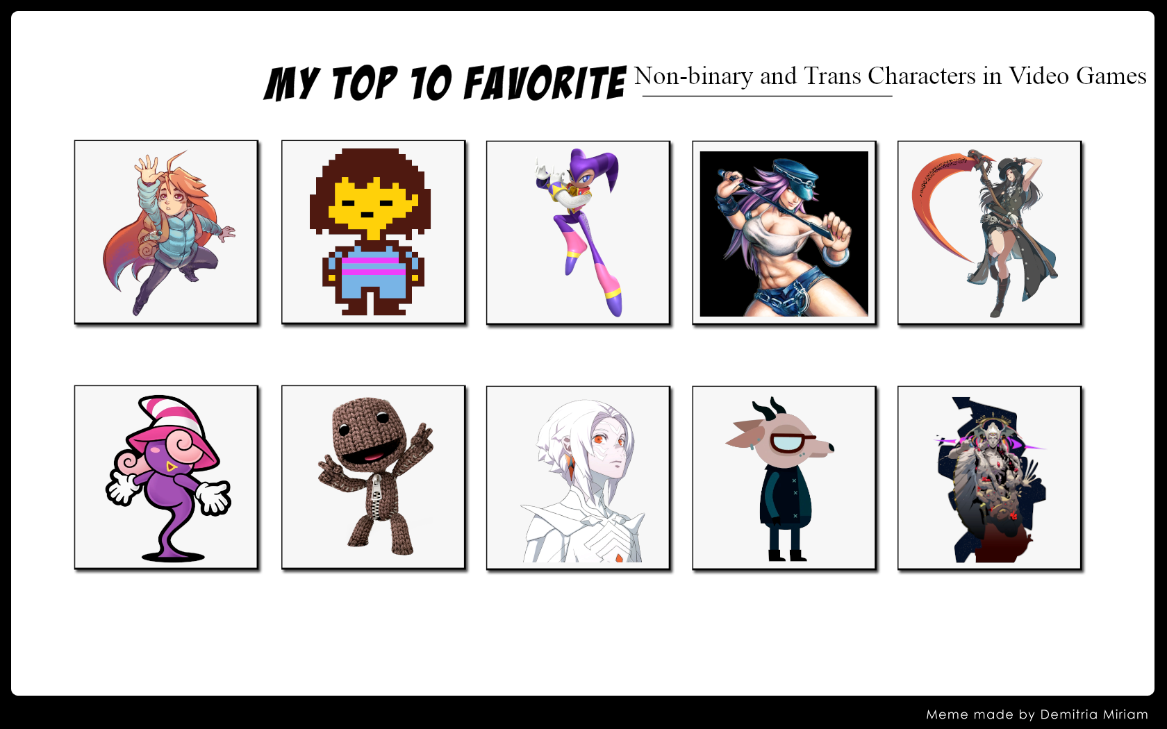 Top 10 Non-binary and Trans Chars in Video Games by