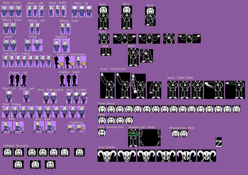 Underpairing Toriel sprite sheet by RainbowArt14 on DeviantArt