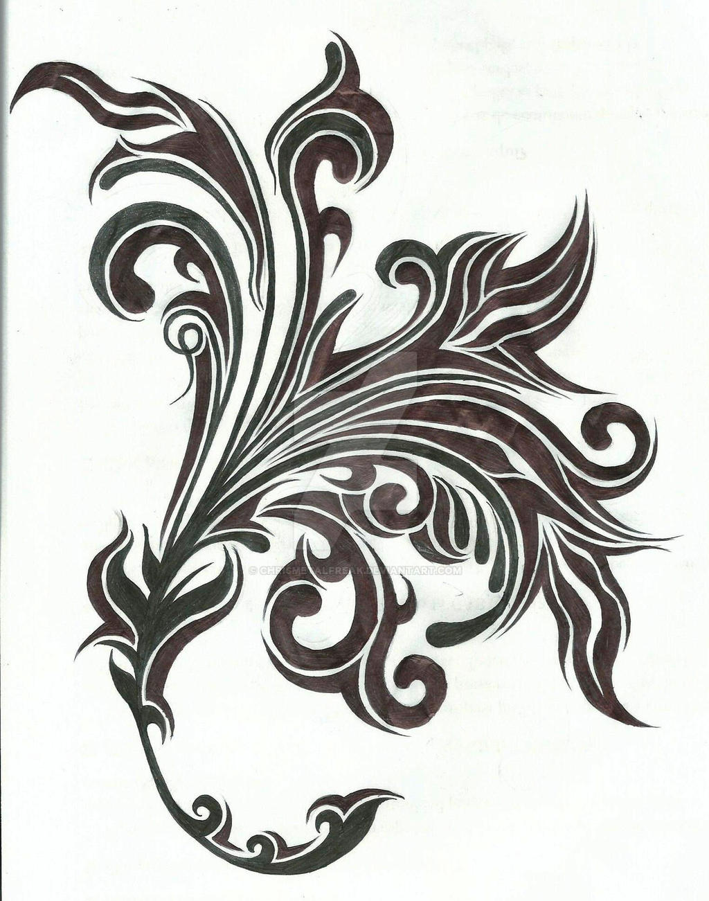 Tribal Flower and Vine Tattoo Design by chrismetalfreak on DeviantArt