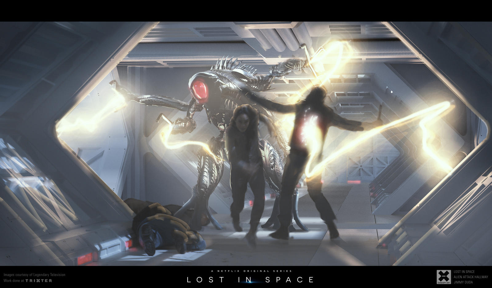 Lost in Space - Alien Attack Keyframe Concept Art by przemek-duda