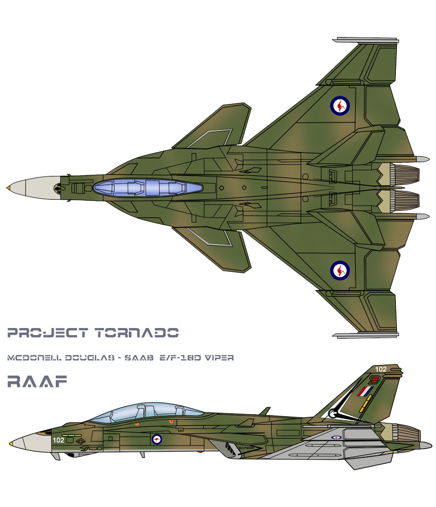 RAAF E/F-18D Top and Side view