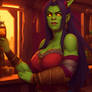 Half orc female in tavern