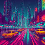 A neon lit metropolis