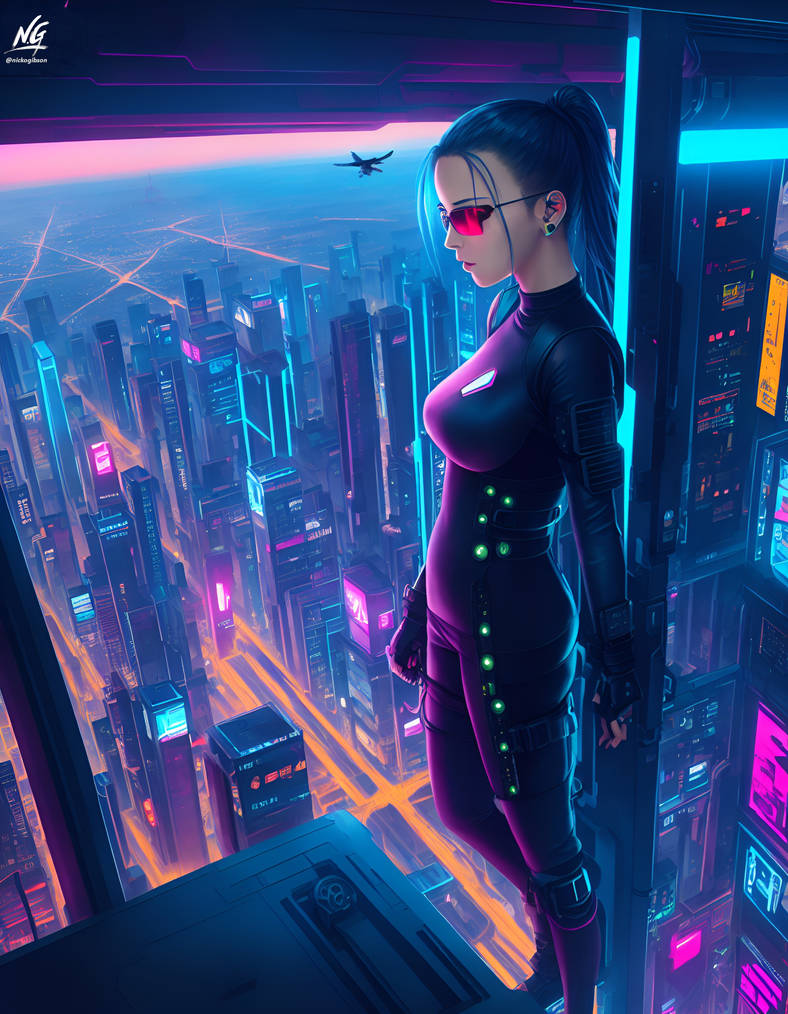 Matrix Girl Overlooking City by FutureRender on DeviantArt