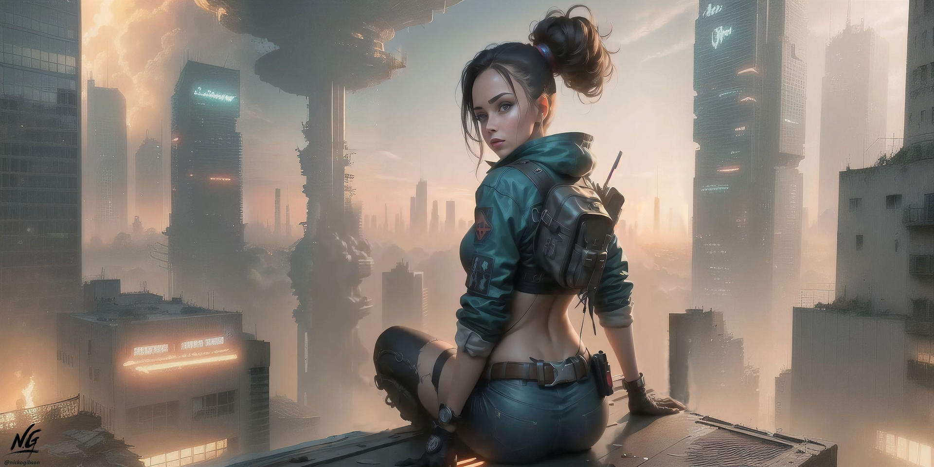 Rooftop Apocalypse Girl #4 by FutureRender on DeviantArt