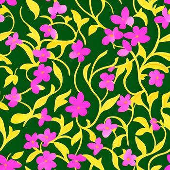 Pink Flowers And Vines Seamless Texture