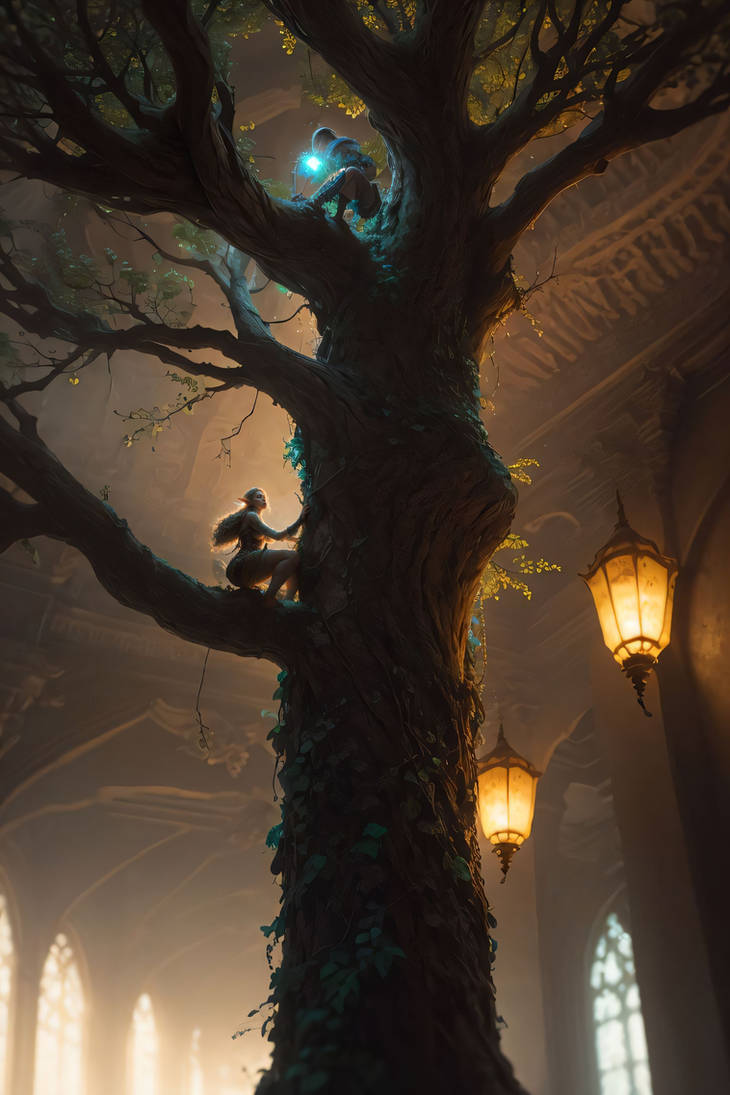 Elves Climbing Tree by FutureRender on DeviantArt