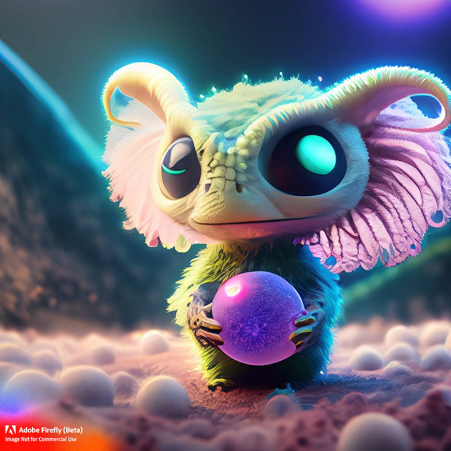 Adorable alien creature with ball by FutureRender on DeviantArt