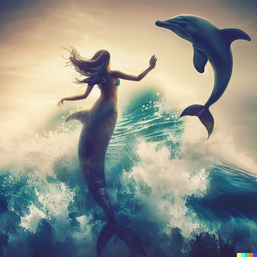 a mermaid and dolphin by FutureRender on DeviantArt