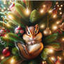 a Chipmunk in a Christmas Tree