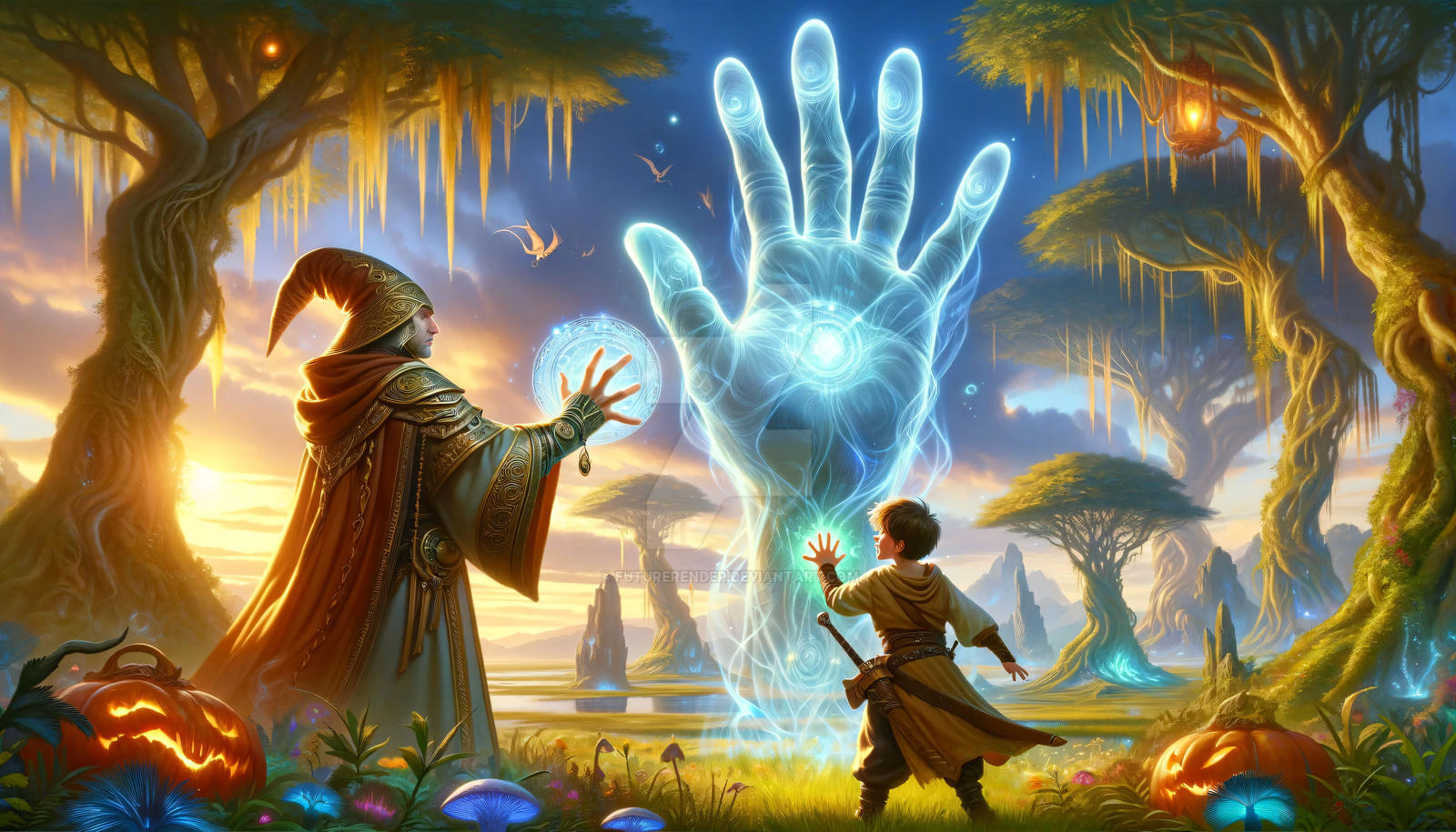 Wizard teaching a Spell by FutureRender on DeviantArt