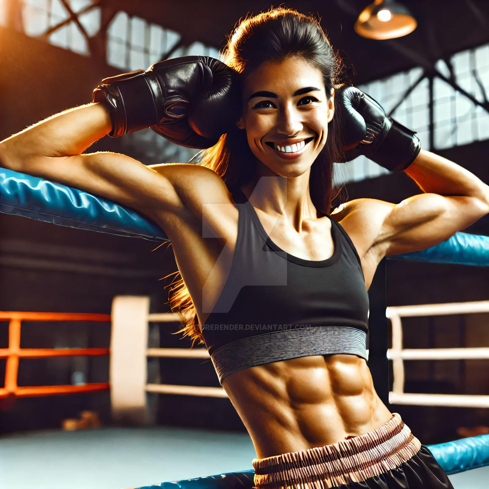Ab Boxing female boxer rock hard abs by FutureRender on DeviantArt