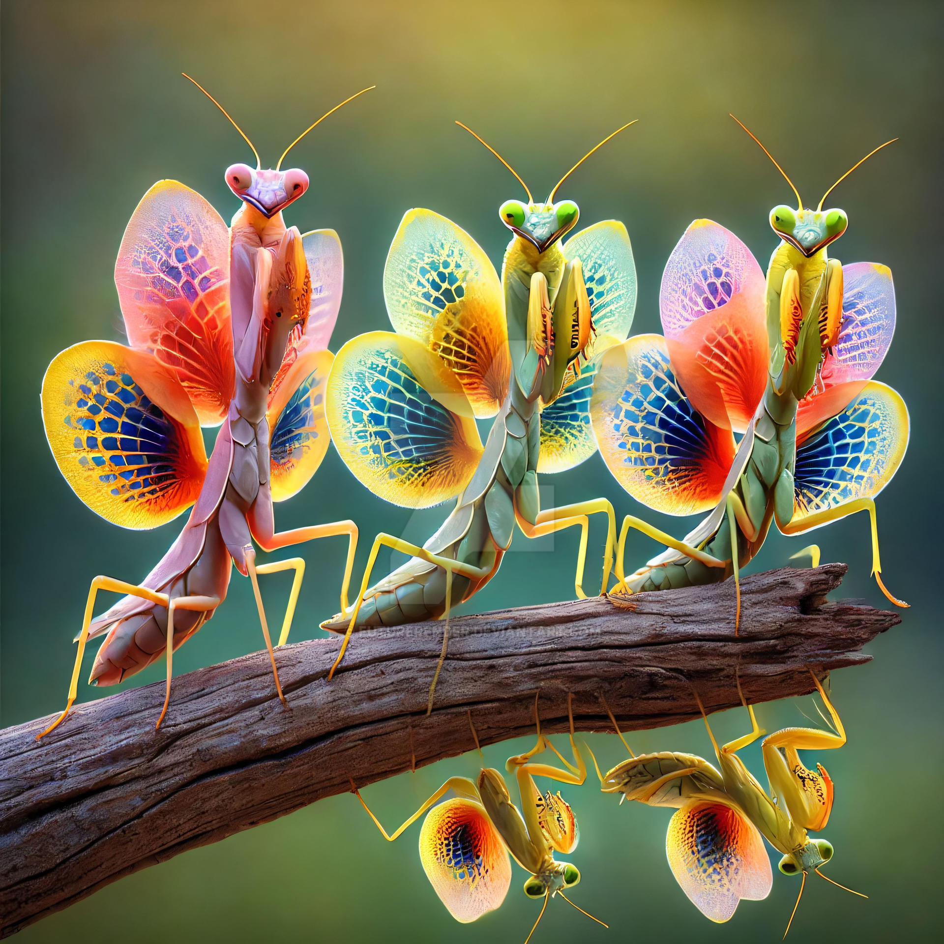 Mantis Ensemble A trio of praying mantises by FutureRender on DeviantArt