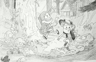 Gravity Falls gray scale