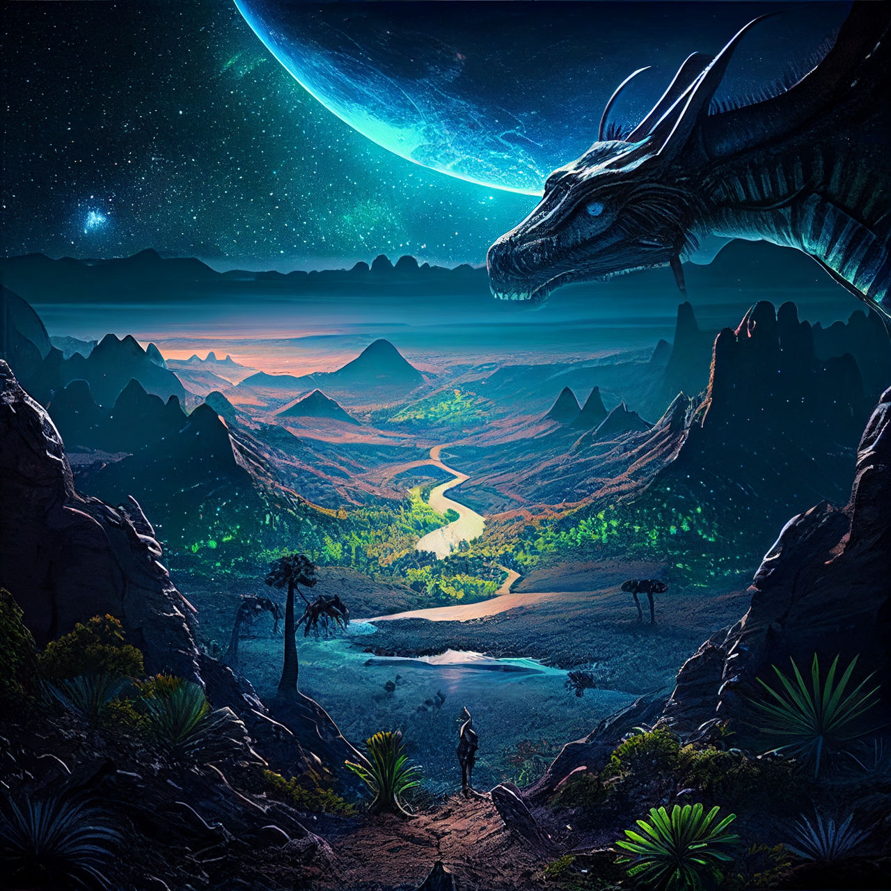Exoplanet/Exomoon Landscape X by Spectral-Genesis on DeviantArt