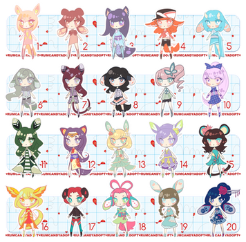 QT Adopts Set 1 (sold) $5/Each by RumCandyAdopt