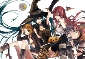 render halloween miku- rin- luka