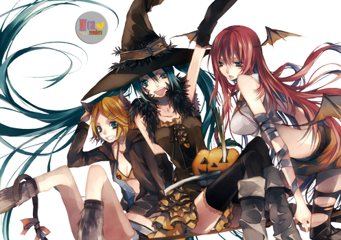 render halloween miku- rin- luka