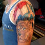 Lion and Flags Tattoo by Mike Ashworth