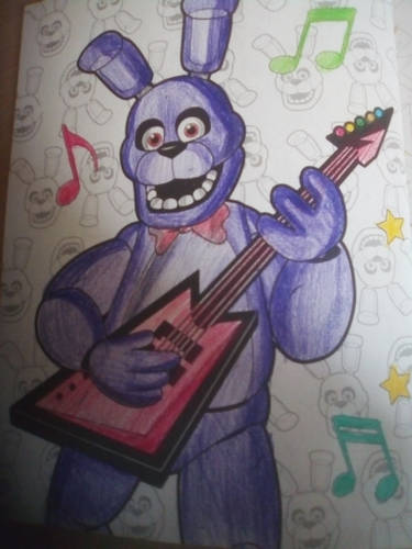 Here's my artwork of Bonnie from the Official FNAF Coloring Book (Original  and Brightened) : r/fivenightsatfreddys