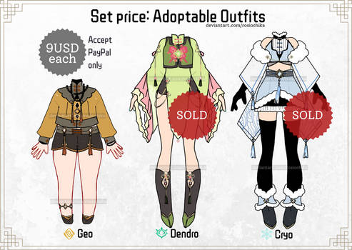 [Open: 1/3] Set Price Adoptable Outfits