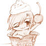 chibi in pudding cup