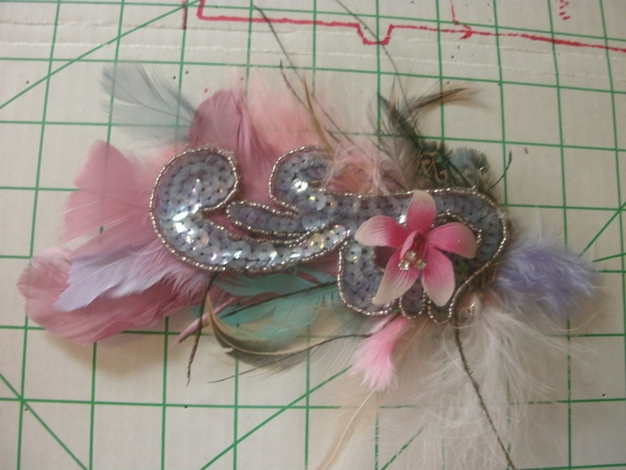 orchid feather hair clip