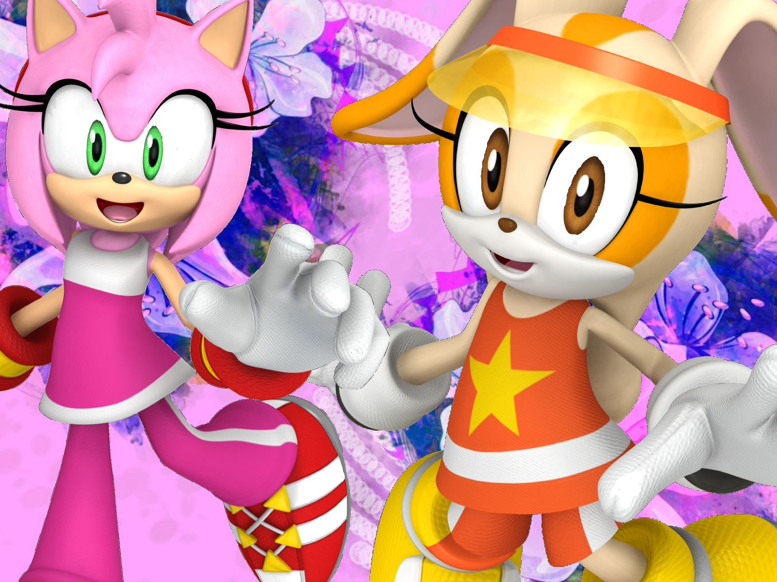 Amy Rose and Cream the Rabbit Wallpaper by CreamFireballWPS on DeviantArt