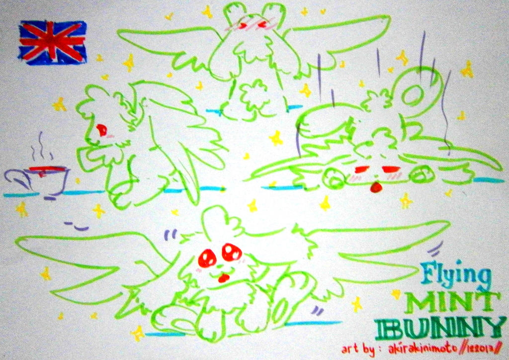 Flying Mint Bunny by akirakinimoto on DeviantArt