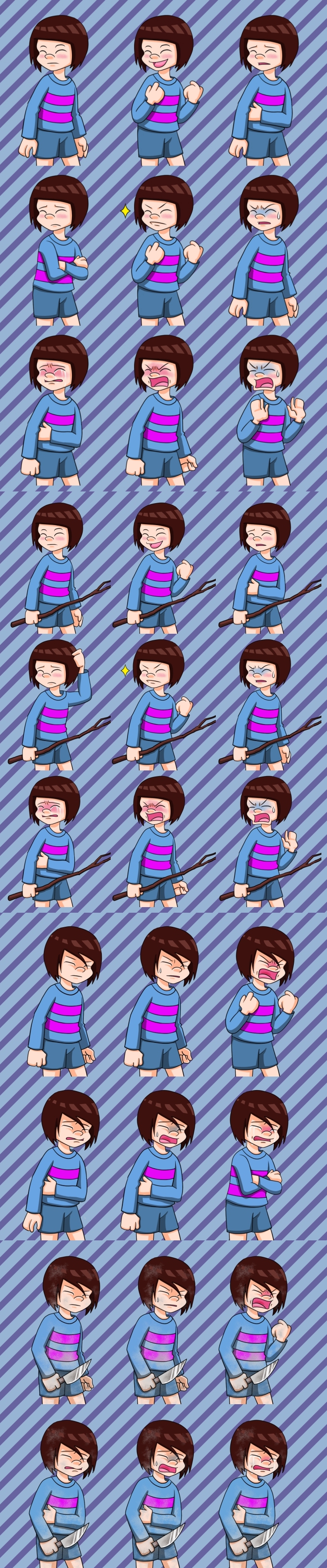 Frisk Expression expression sheet - Frisk by unazure on DeviantArt